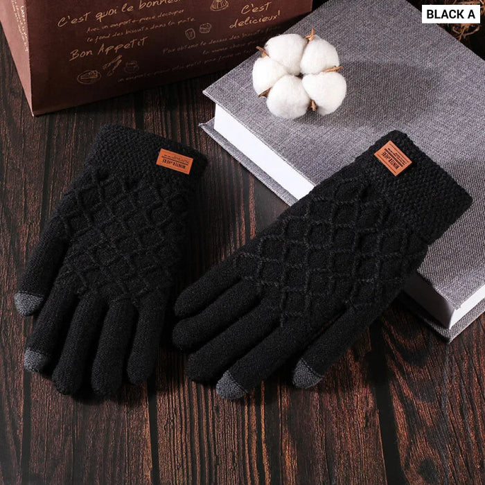 Thick Wool Touch Screen Gloves For Men