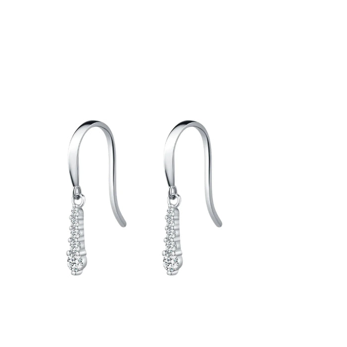 925 Sterling Silver Dazzling Water Drop Earrings In