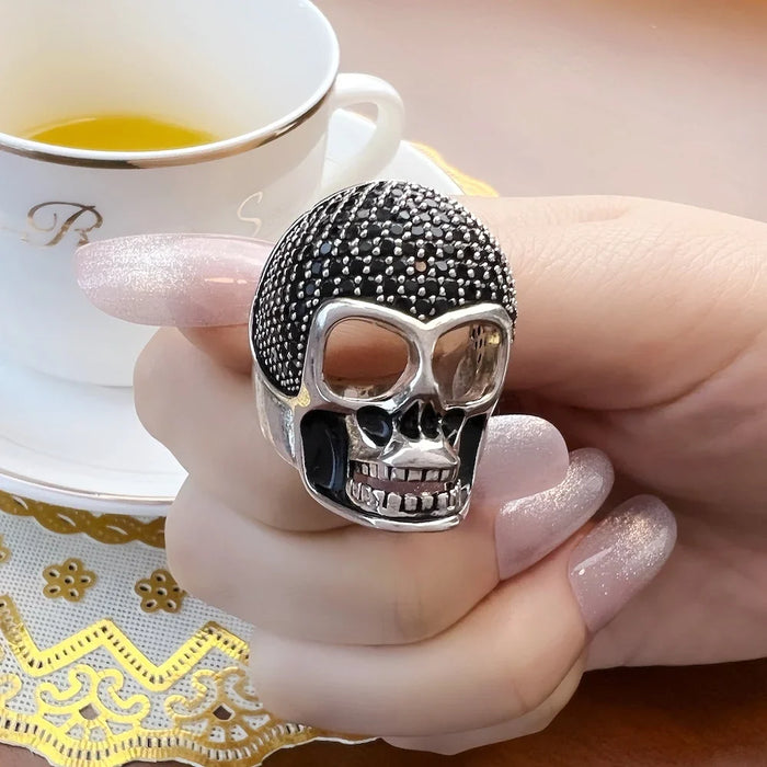 925 Sterling Silver Europe Style Skull Ring Heart Rebel Street Jewelry For Men & Women