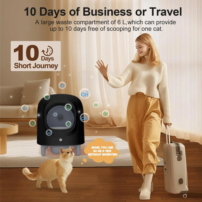 56L Extra Large Self Cleaning Cat Litter Box With App Control