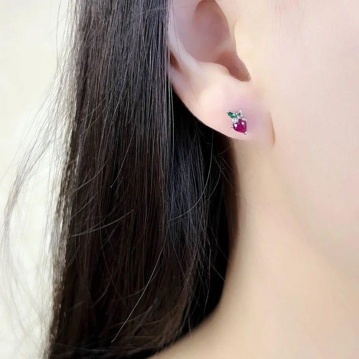 925 Sterling Silver Strawberry Stud Earrings 2022 Summer Gift