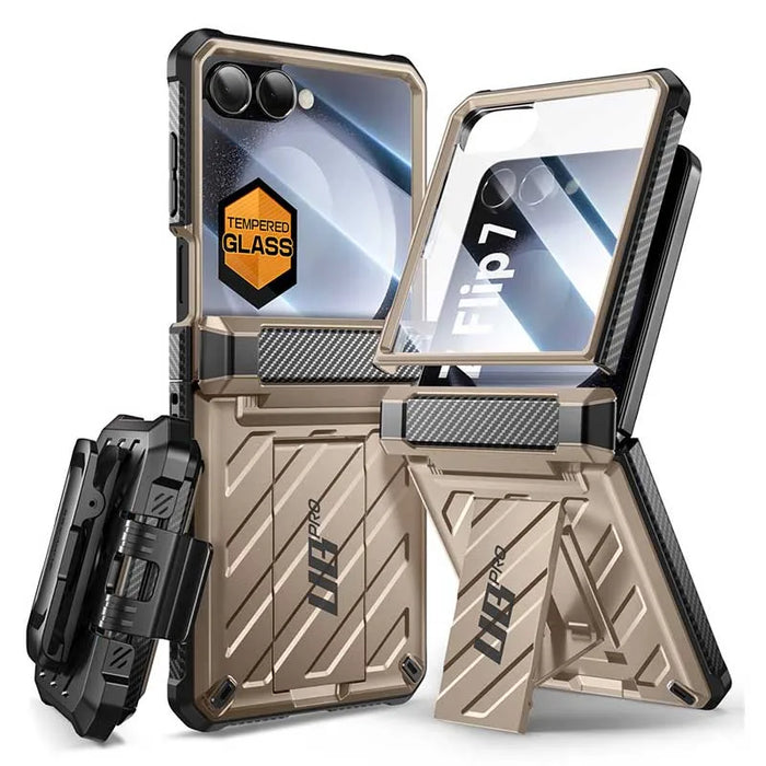 For Samsung Galaxy Z Flip 7 Ub Pro Full Body Military-Grade Phone Case With Built-In Stand & Screen Protector
