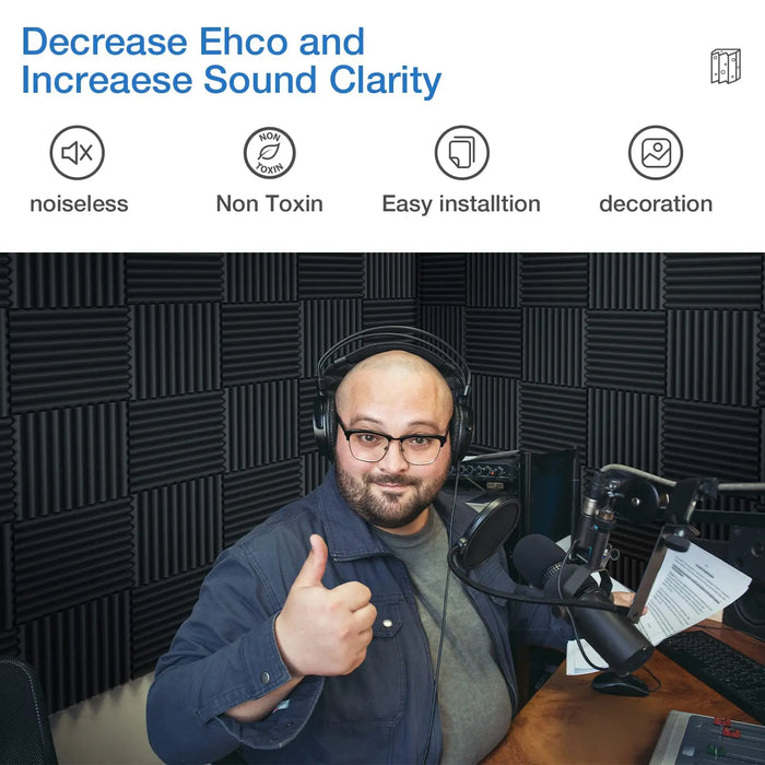 12 Pack Self Adhesive Acoustic Panels 1X12X12 Inchs Soundproof High Density