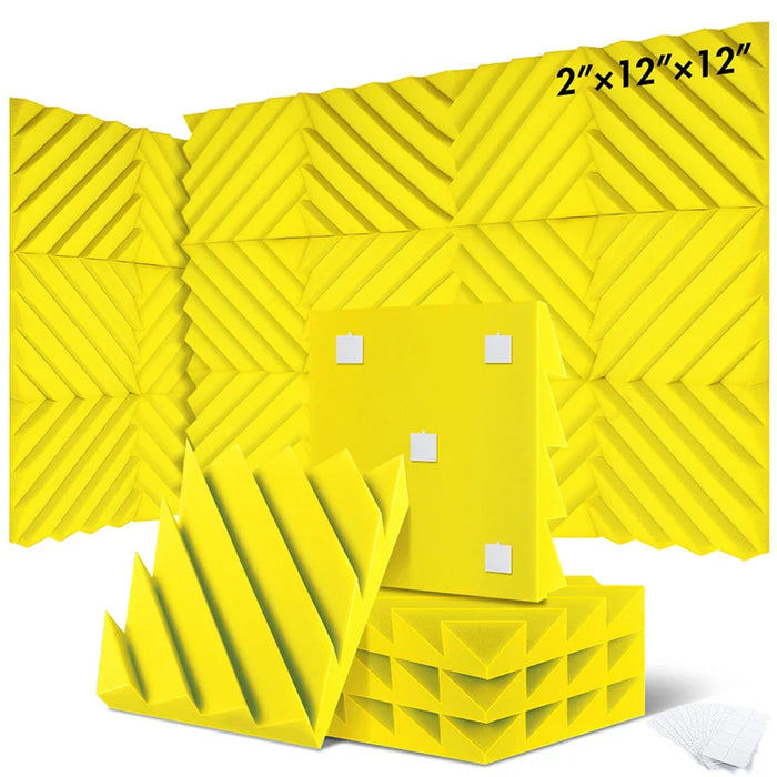 6 / 12 / 24 Pieces Black Diamond Groove Acoustic Foam Wall Panels Soundproof Studio Wedge Tiles