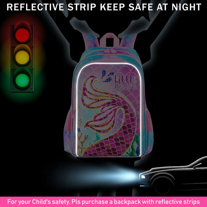 3 Piece Mermaid Backpack Set For Girls 16 Inch Preschool Bookbag Lunch Box