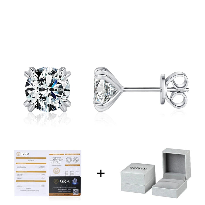 925 Sterling Silver 1Ct D Colour Moissanite Stud Earrings