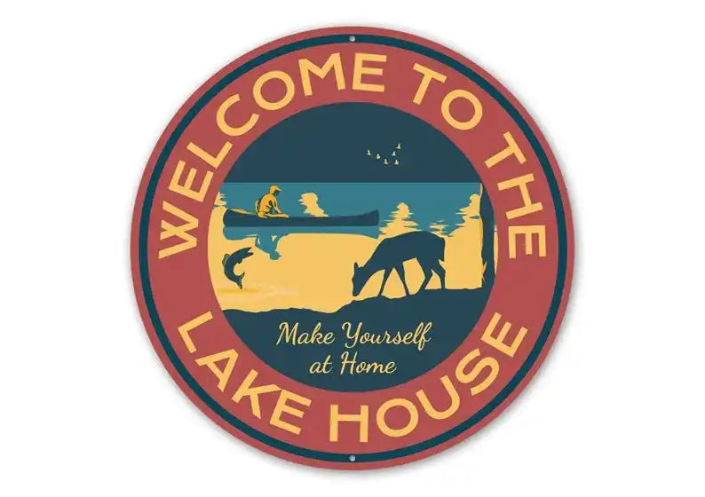 Welcome To Lake Lovers Sign Metal Decor