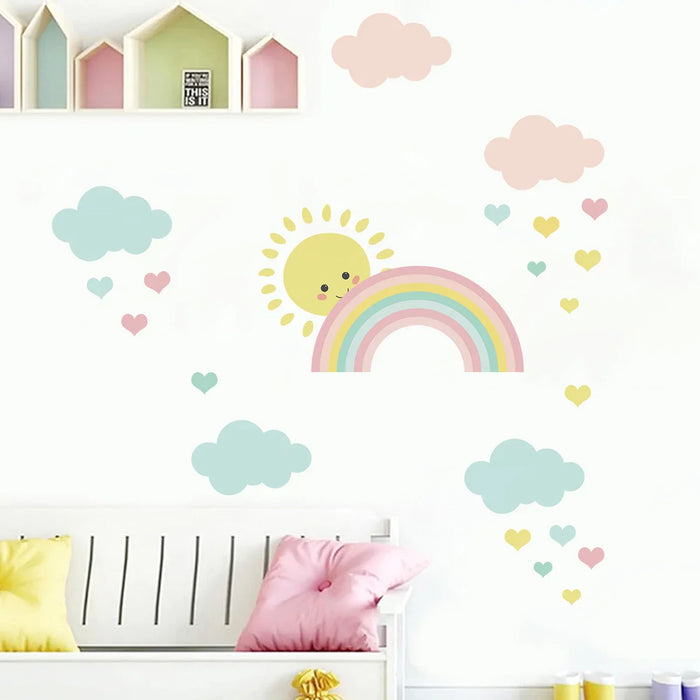 Cartoon Clouds & Rainbow Wall Stickers For Nursery Decor