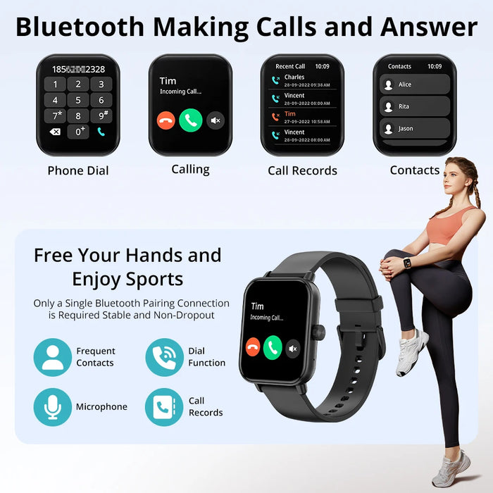 Unisex 1.9 Inch 24H Health Monitor Smartwatch With Voice Calling & 100+ Sports Modes