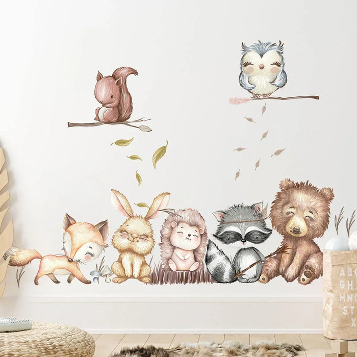 Adorable Cartoon Animal Wall Sticker For Kids Room Decor