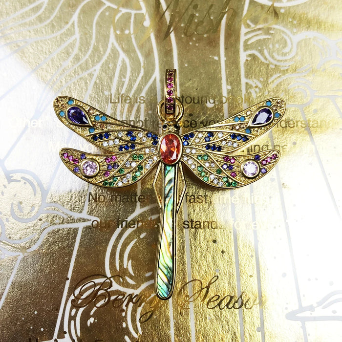 925 Sterling Silver Boho Dragonfly Pendant Colourful Spring Jewelry For Women