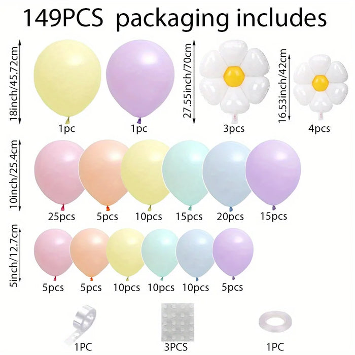 149Pcs Daisy Balloon Garland Set - Fall Bright Colours For Weddings Birthdays Etc. - Easy To Set Up Reusable Party Decorations