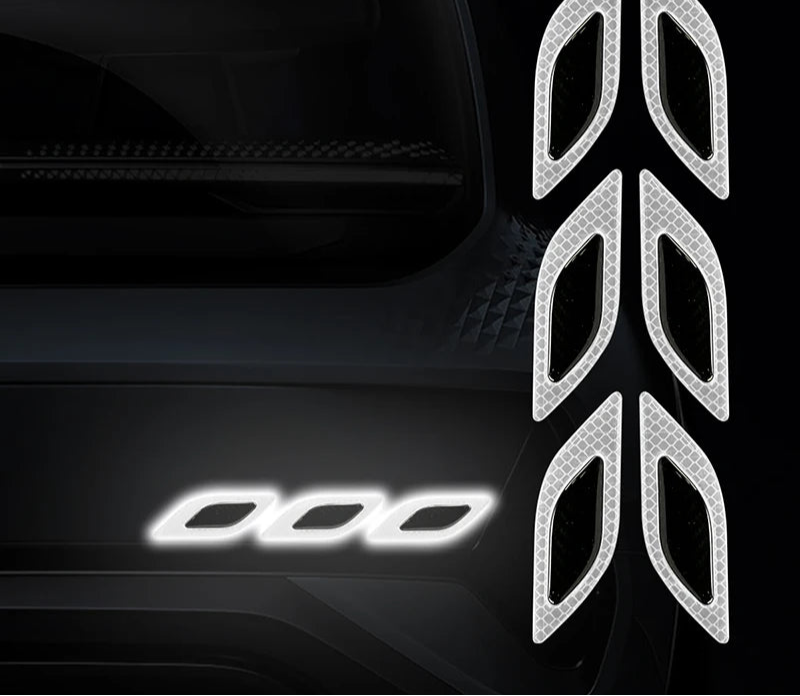 6Pcs Reflective Carbon Fiber Sticker For Car Safety