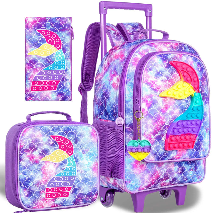 Unicorn Dinosaur Rolling Backpack For Kids