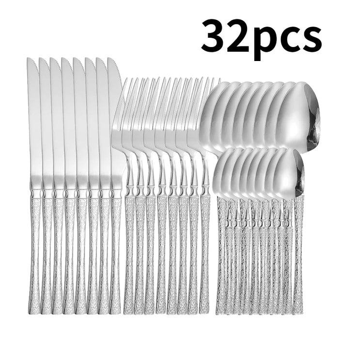 4 / 16 / 32 Piece Stainless Steel Tableware Set For Parties And Restaurants