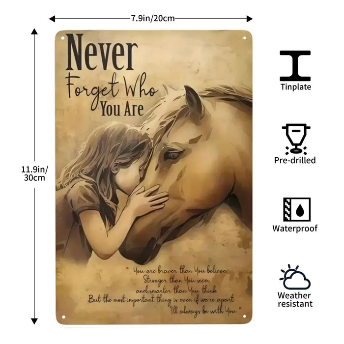 Happy Life Girl With Horse Retro Sign For Bar Or Cafe Wall Decor