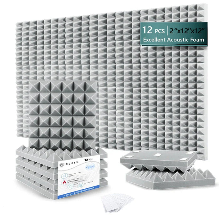 12 Pieces Acoustic Sound Proof Foam Panels For Wall Decor Door Ceiling Isolation