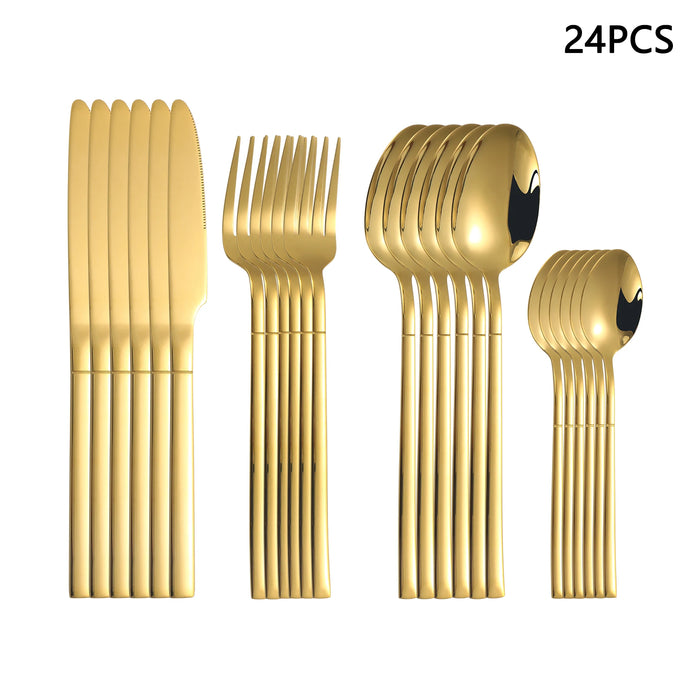 4 / 6 / 16 / 24 Piece Gold Stainless Steel Cutlery Set For Home / Restaurant / Hotel