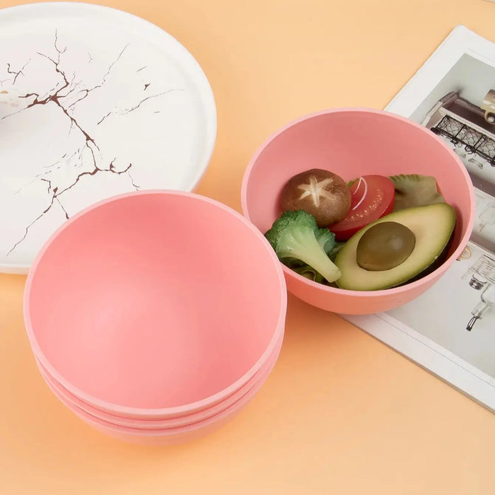 4 / 6 / 8 Piece Reusable Pink Cereal Bowls Ideal For Food Dessert Camping