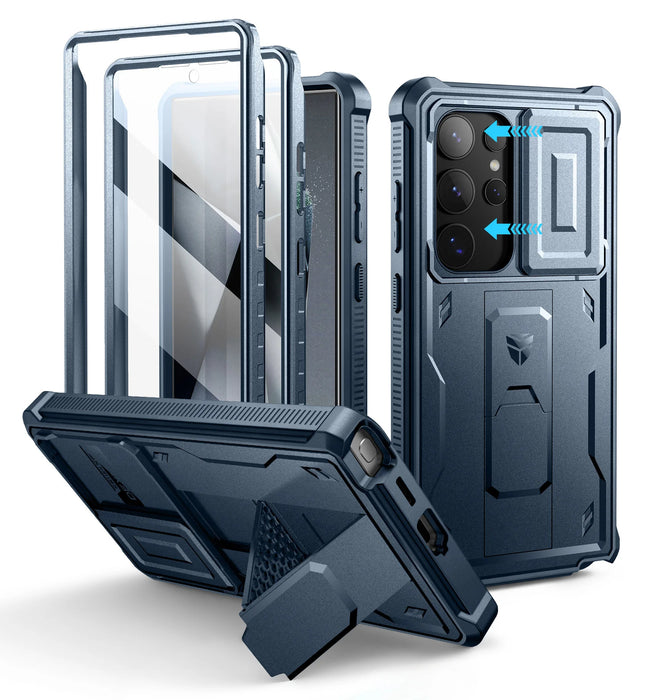 For Samsung Galaxy S24 / S24+ Plus / S24 Ultra Full Body Shockproof Camera Case & Built-In Screen Protector Kickstand