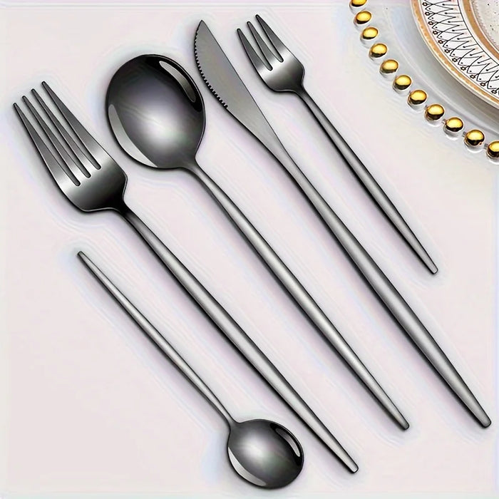 60 Piece Stainless Steel Golden Cutlery Set Mirror Polished Dishwasher Safe