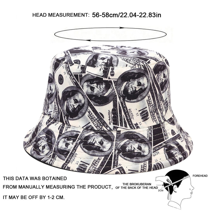 Double Sided Dollar Print Bucket Hat For Outdoor Sun Protection