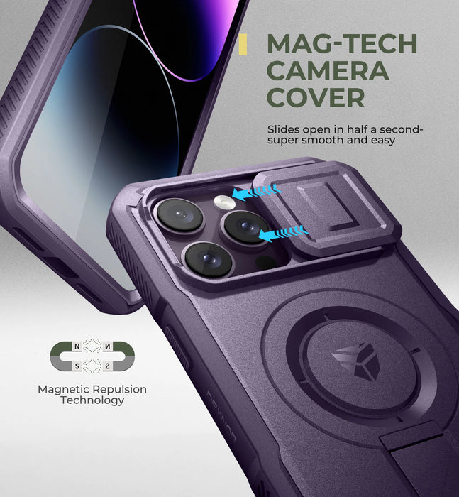 For Iphone 14 Pro Max Rugged Armor Shockproof Case With Built-In Sliding Camera Case And Built-In Screen Protector Kickstand