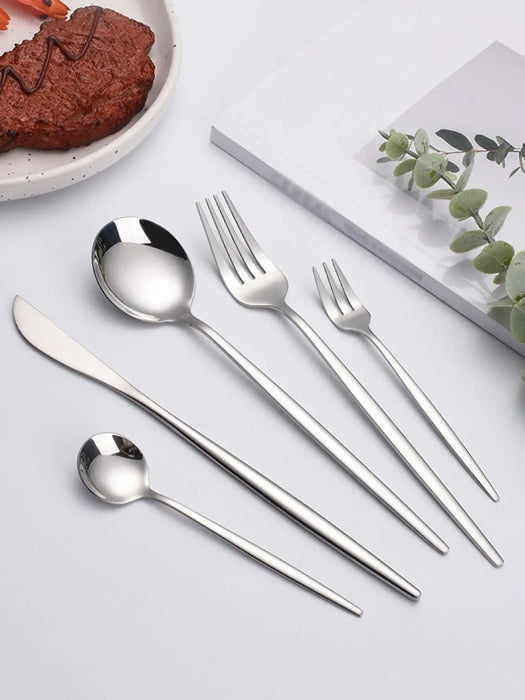 30 Piece Stainless Steel Cutlery Set With Steak Knives And Dessert Spoons