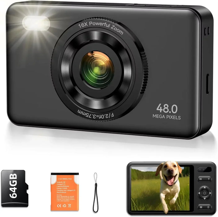 48Mp Autofocus Digital Camera For Kids 2.7K 16X Zoom