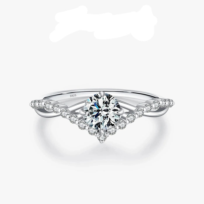 925 Sterling Silver Delicate Moissanite & Lab Diamond Ring For Women