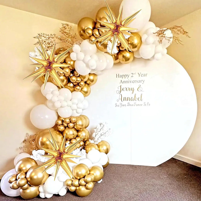 135Pcs White And Gold Balloon Garland Arch Kit For Birthday Parties Anniversaries Weddings Indoor And Outdoor Decorations