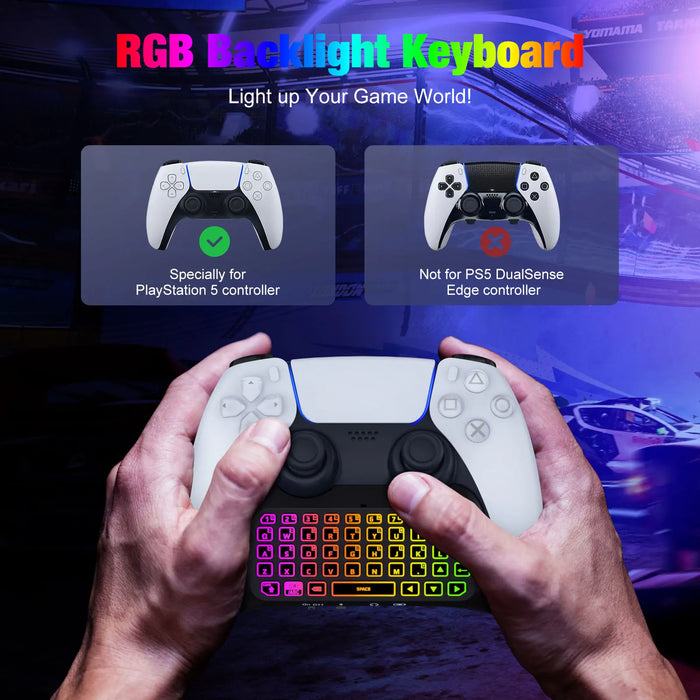 For Playstation 5 Rgb Backlight Keyboard Wireless Mini Gamepad With Upgraded Speaker
