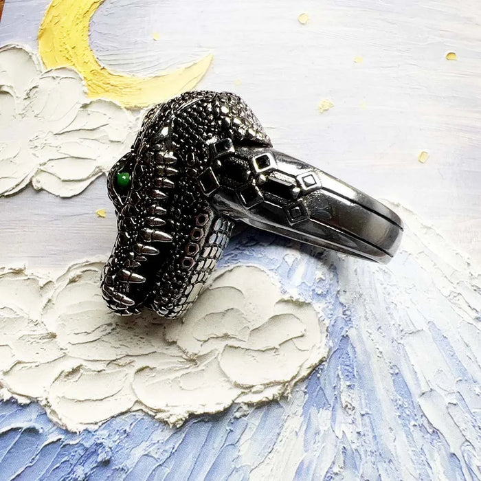 925 Sterling Silver Crocodile Head Cocktail Ring Fine Jewelry For Men & Women