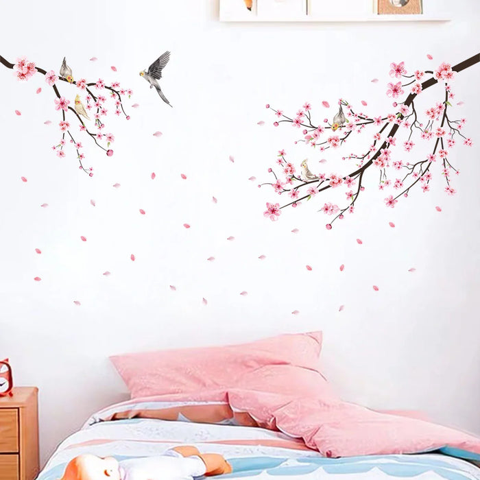 Watercolour Bird & Sakura Flower Wall Sticker For Home Decor