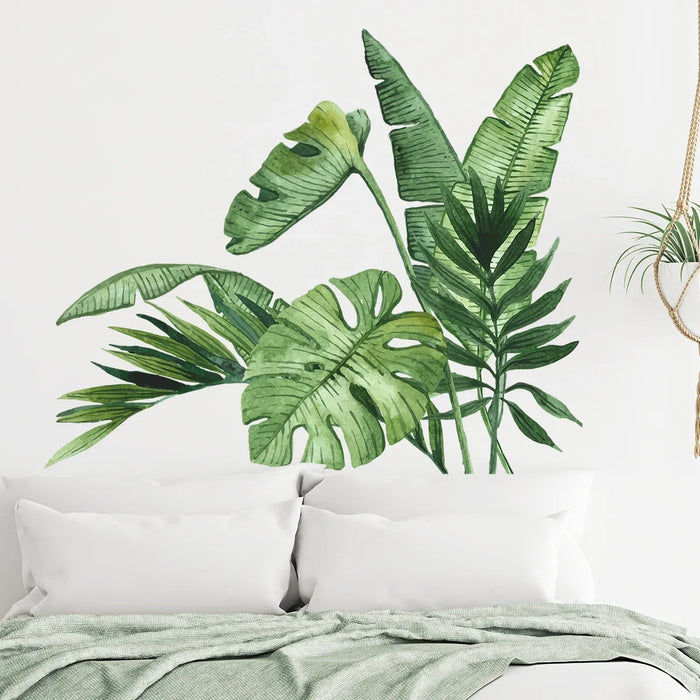 Tropical Green Turtle Leaf Wall Stickers For Room Decor Realistic & Stylish