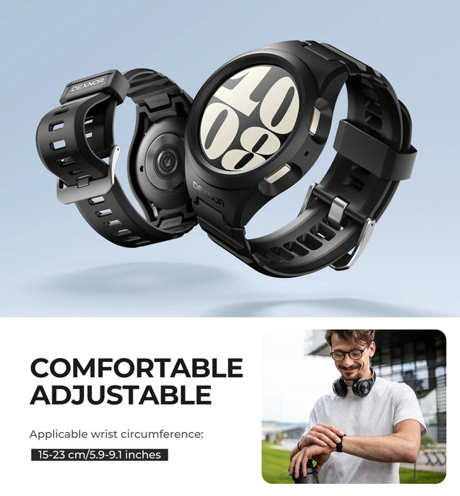 For Samsung Galaxy Watch 6 With Case 40Mm Adjustable Watch Band Rugged Grade Shockproof Uni-Body Design Case