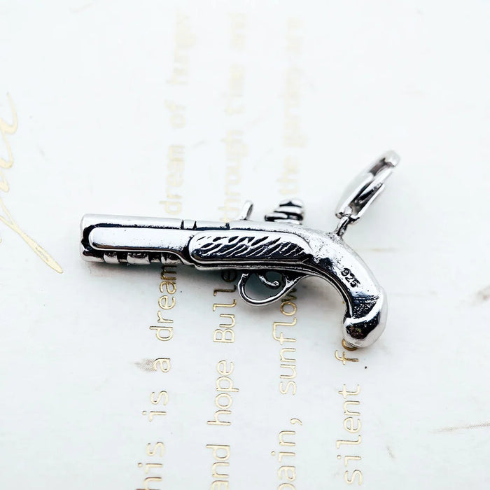 925 Sterling Silver Rebel Pirate Gun Pendant Fashion Accessory For Men & Women