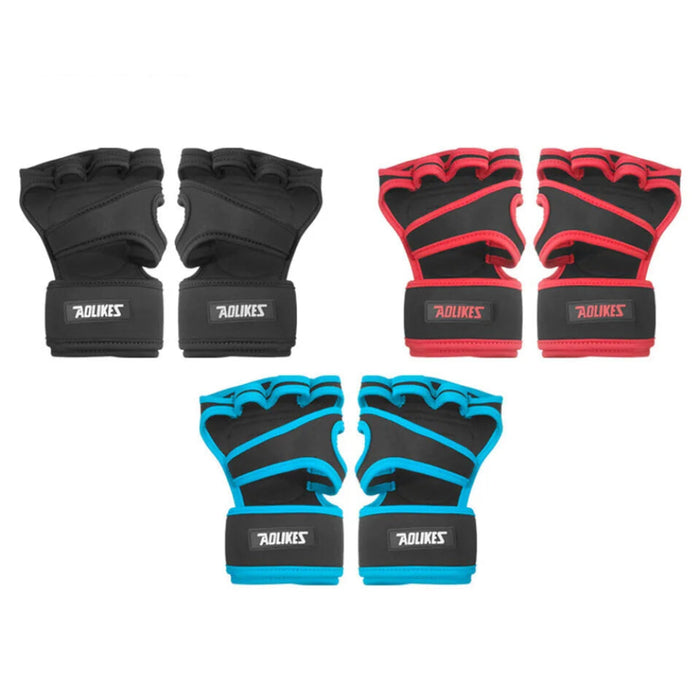 Silicone Gel Weight Lifting Gloves With Wrist Wraps Full Palm Protection For Gym Workout