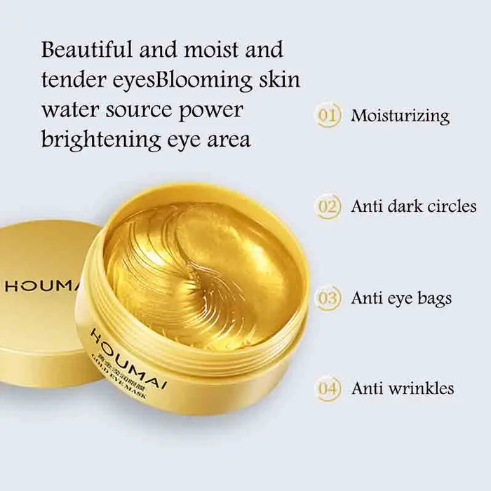 60 Piece Seaweed 24K Golden Collagen Eye Mask Anti Dark Circles Moisturizing Anti Aging