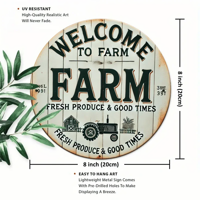 Rustic Wooden Welcome Sign 7.87 Inch Round Door Decor For Home & Office