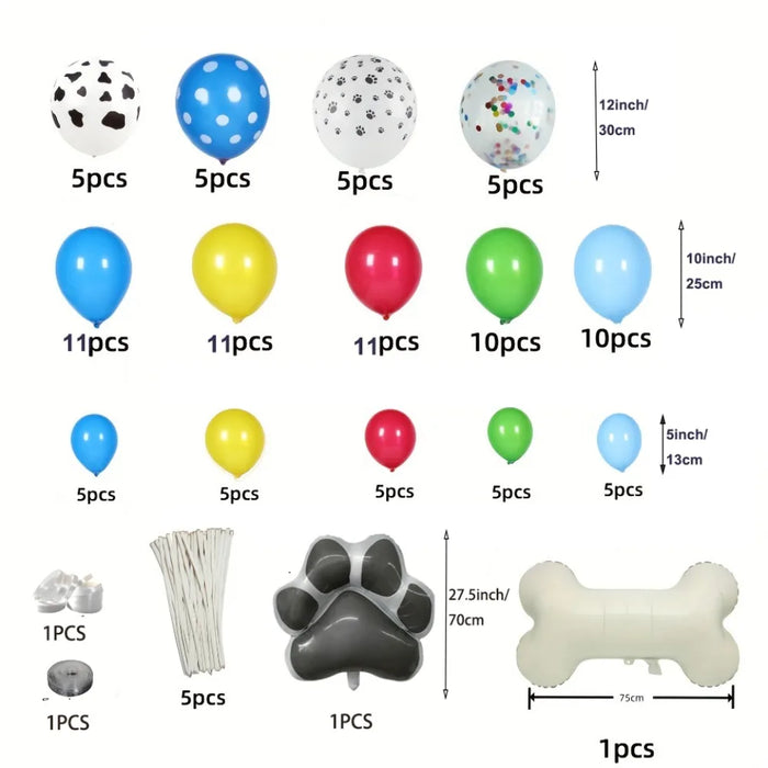 107Pcs Balloon Garland Arch Set Dog Theme Party Birthday Celebration Decoration Home Scene Party Decoration Supplies