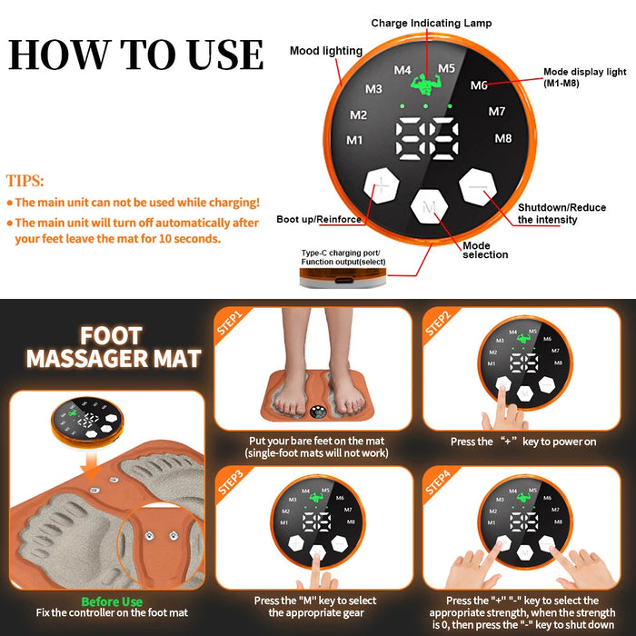 Ems Foot Massager Pad With Controller