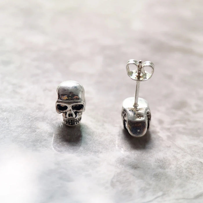 925 Sterling Silver Skull Stud Earrings Rebel Gift