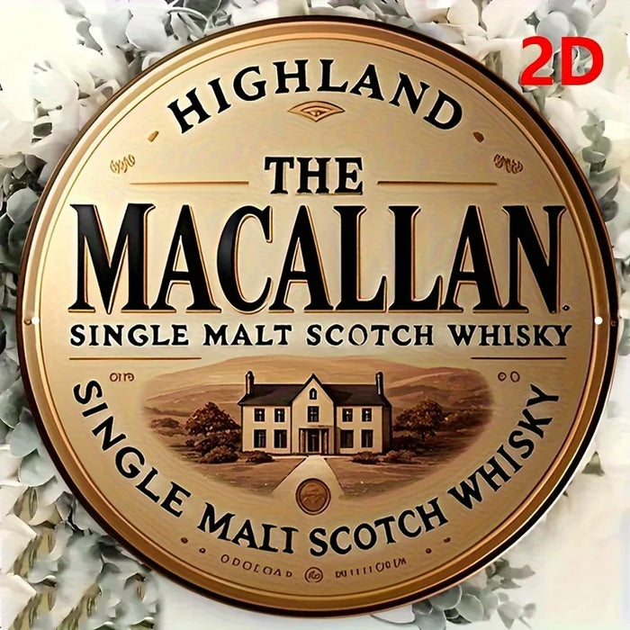 Vintage 2D Wooden Sign 7.8X7.8 Inch Malt Scotch Whisky Design