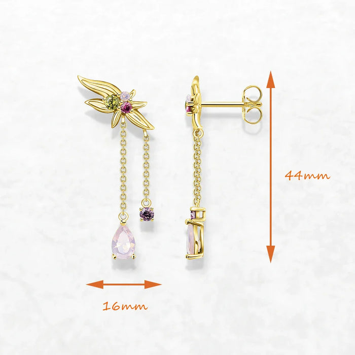 925 Sterling Silver Vintage Flower Earrings With Colourful Stones