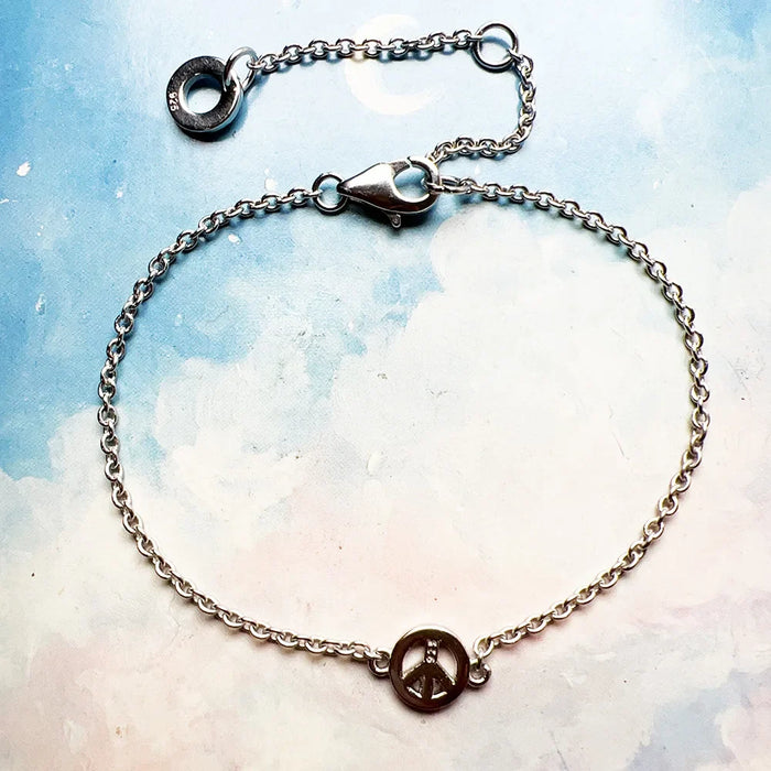 925 Sterling Silver White Zircon Peace Bracelet Link Chain Jewelry For Women