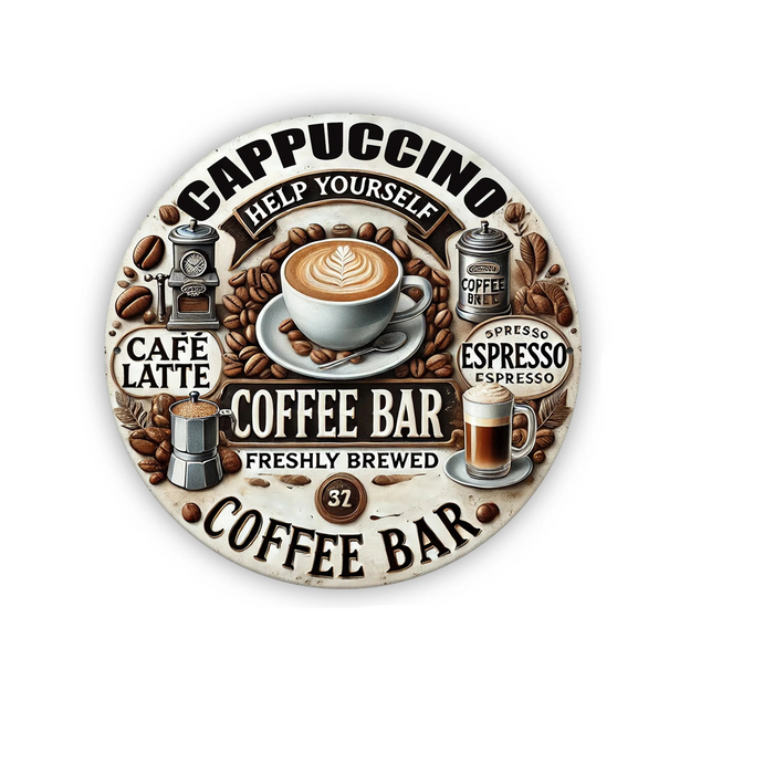 Aluminum Coffee Bar Sign Ideal Wall Decor For Home Cafe & Restaurant