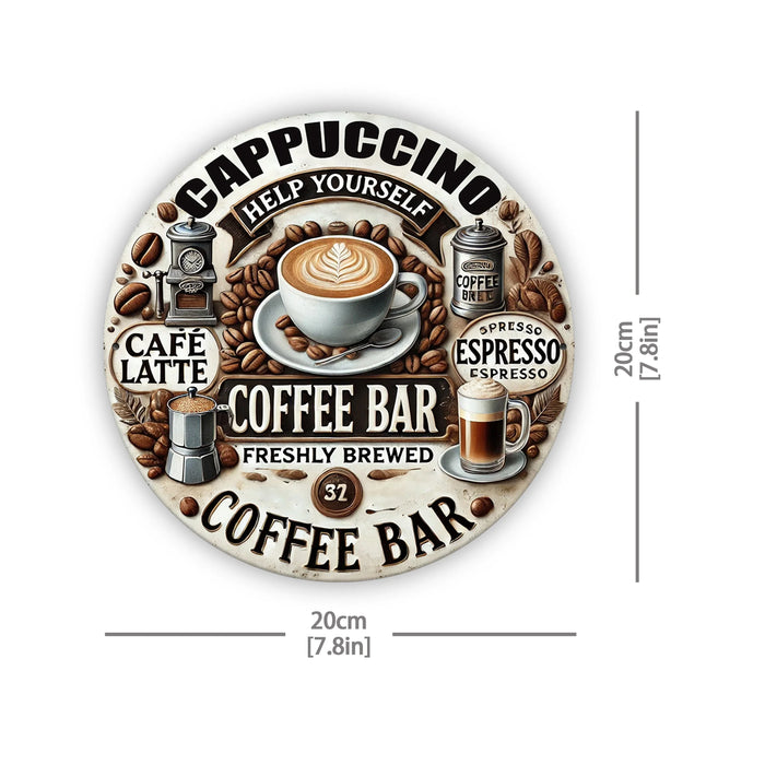 Aluminum Coffee Bar Sign Ideal Wall Decor For Home Cafe & Restaurant