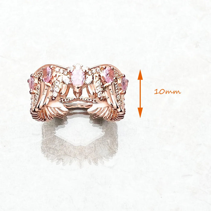 925 Sterling Silver Romantic Gift Rose Gold Phoenix Wing Ring