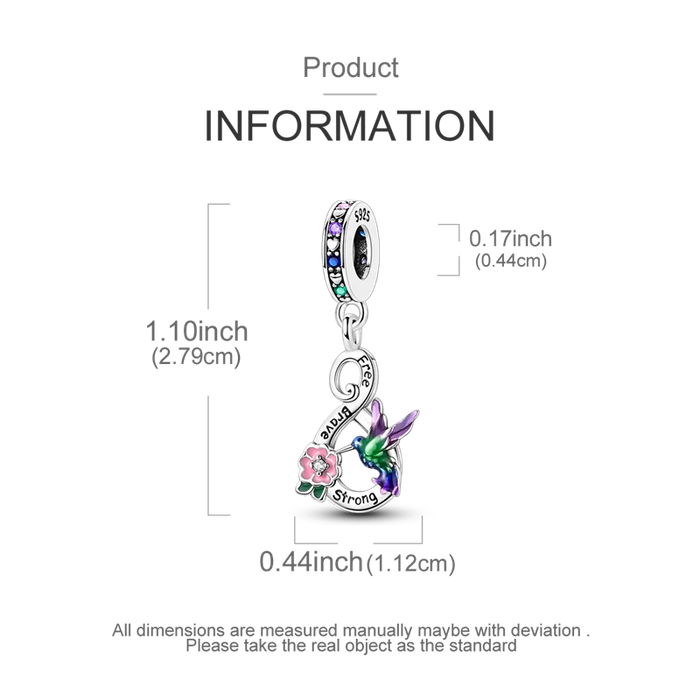 925 Sterling Silver Hummingbird Pendant Charm For Women Diy Gift